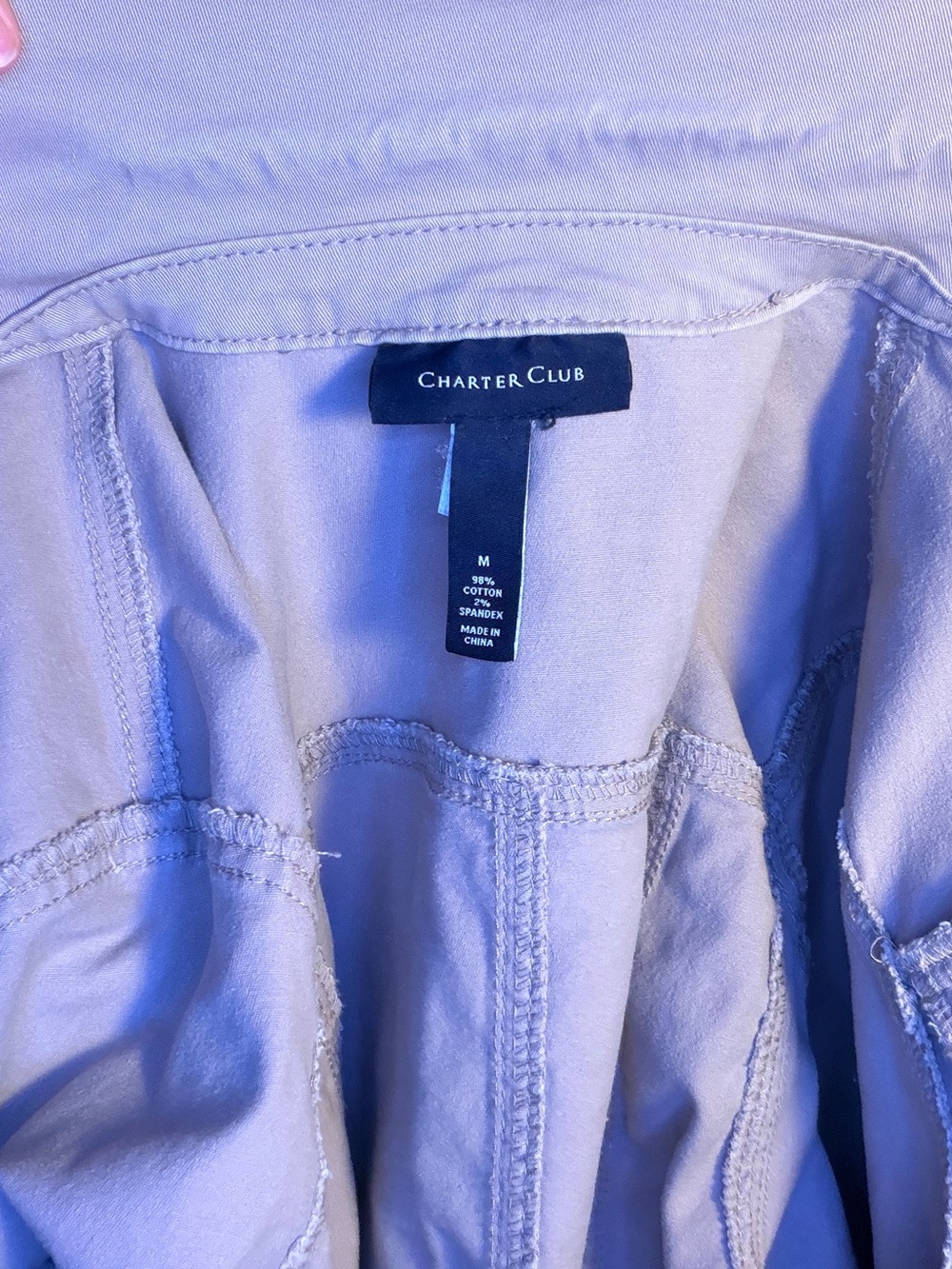 Charter Club Classic Beige Denim Jacket - Casual Collar Button-Up Very Stretchy - Picture 6 of 6